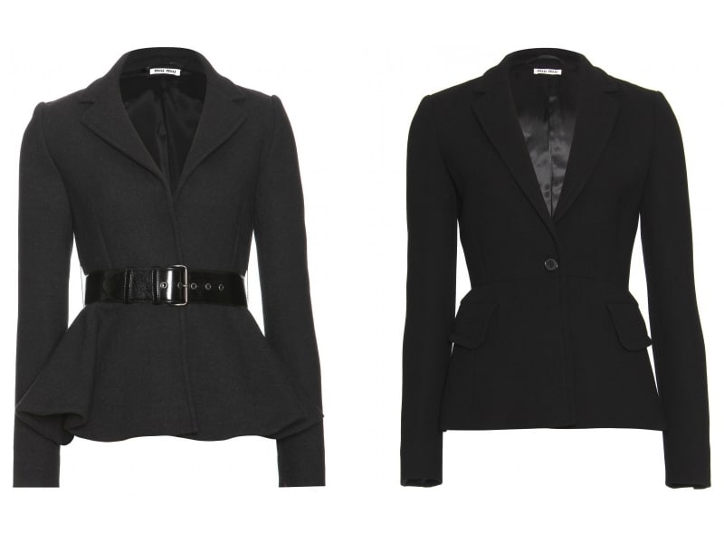 左から、Miu Miu／WOOL BLAZER、Miu Miu／BELTED WOOL JACKET WITH PEPLUM Antracite
