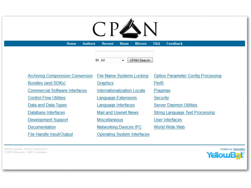 CPAN 検索サイト search.cpan.org トップページ