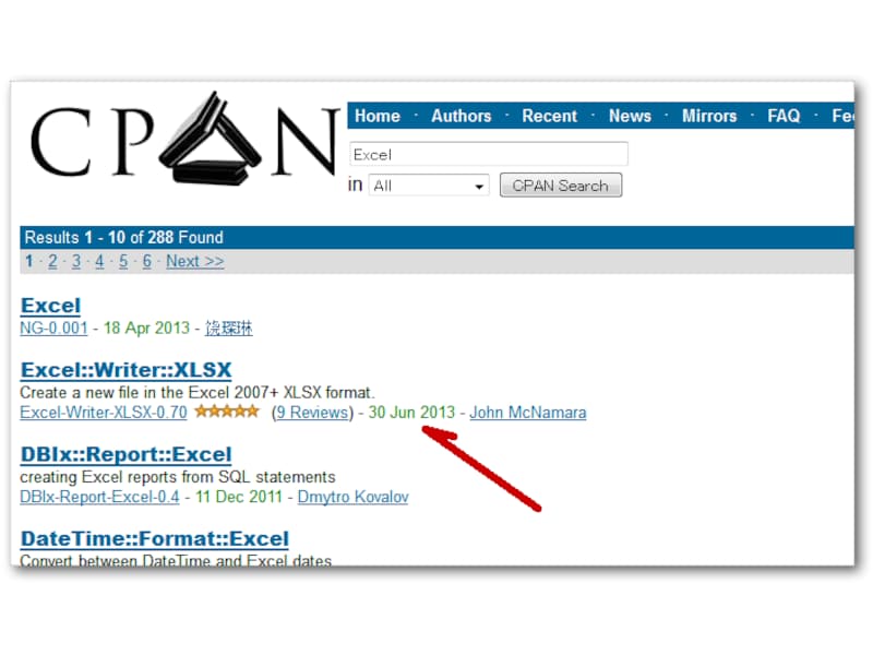 CPAN検索結果の見方: 日付