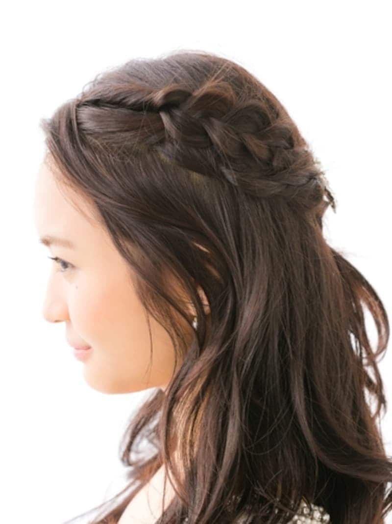 みつあみを編みこみ風に