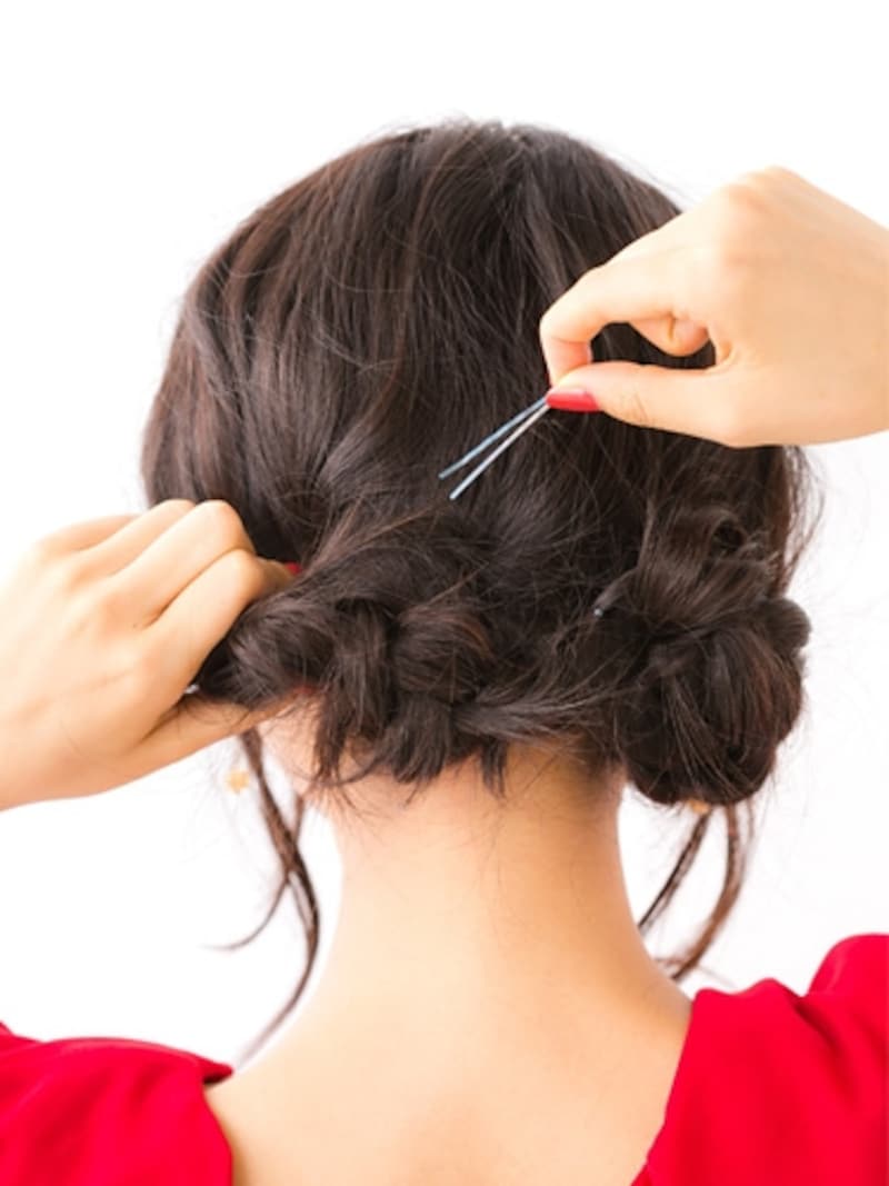 両サイドでまとめておだんごに