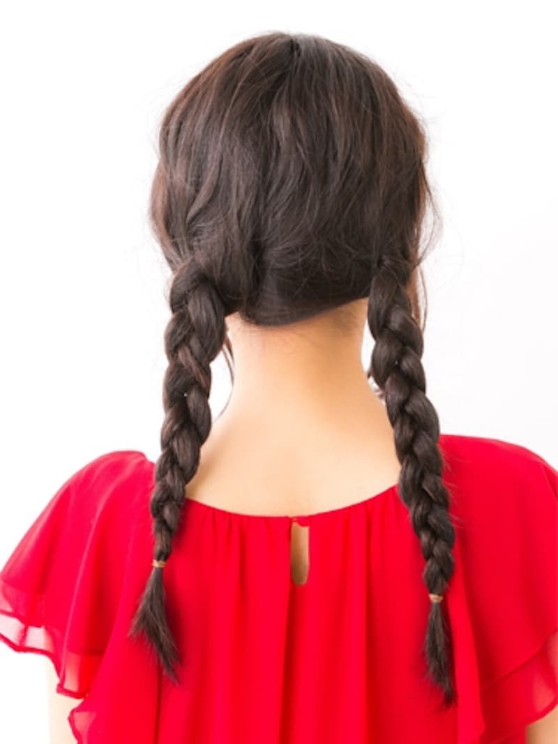 みつあみを2本作る