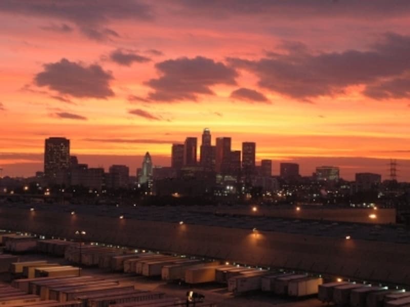 ロサンゼルスダウンタウンの夕景
