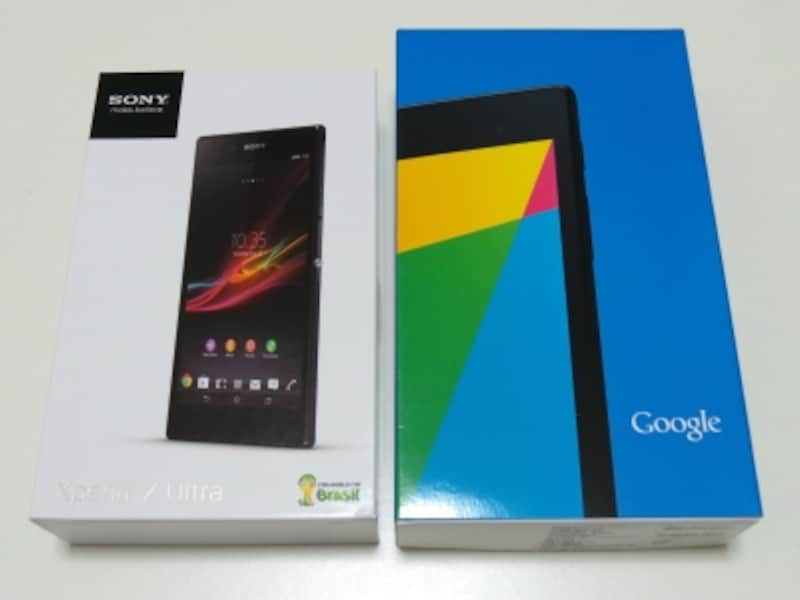 Nexus 7とXperia Z Ultraの外箱
