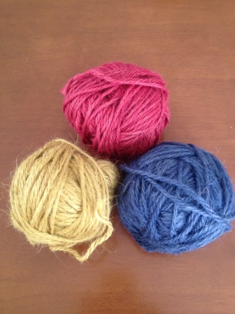 自分で染色した麻ひも