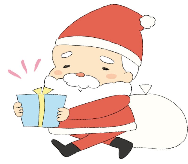手書き風サンタ　クリスマス　イラスト　カラー　かわいい