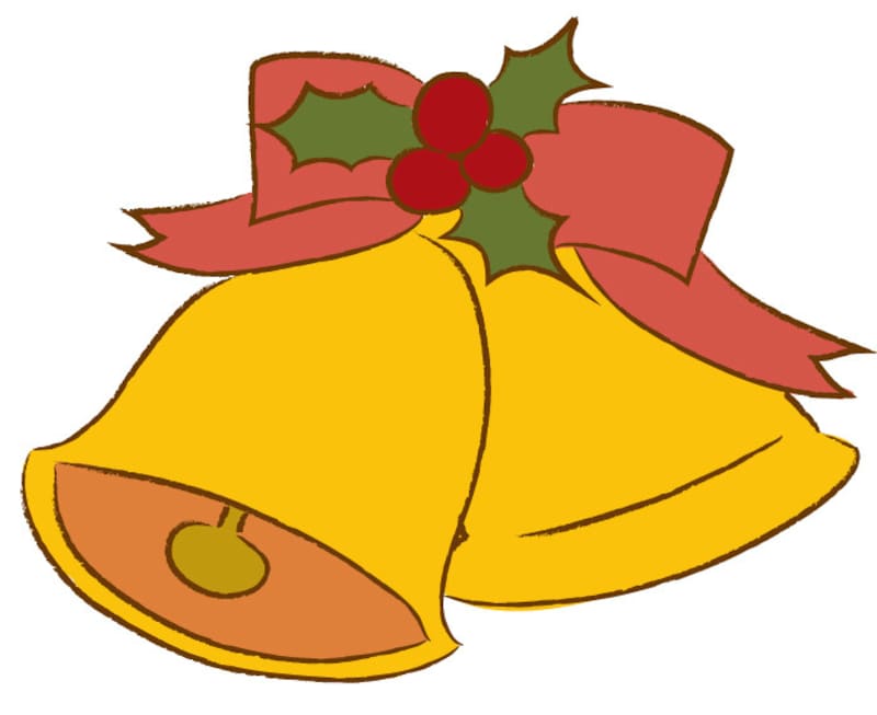 クリスマス　イラスト　ベル　リボン　かわいい　カラー