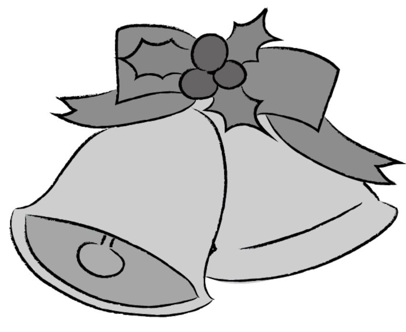 クリスマス　イラスト　ベル　リボン　かわいい　白黒