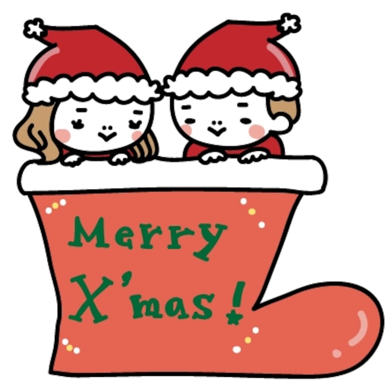 女の子と男の子　クリスマス　イラスト　カラー　かわいい