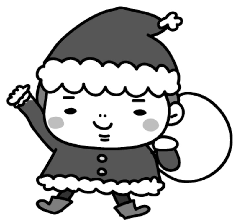 男の子　クリスマス　イラスト　白黒　かわいい