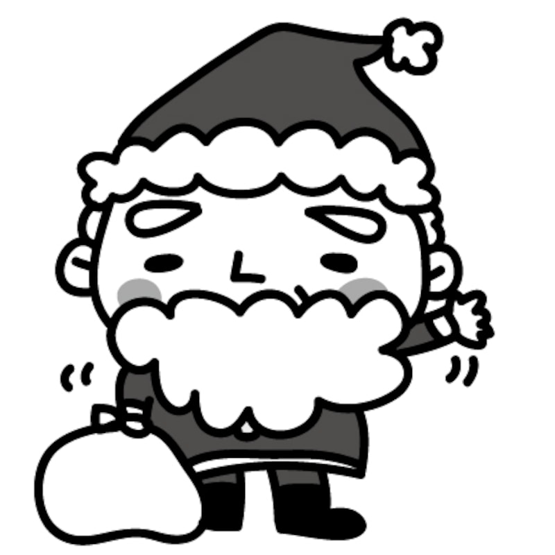 ホワイトサンタ♡♡原画 手描きイラスト サンタクロースの白黒イラスト | かわいい無料の白黒イラスト