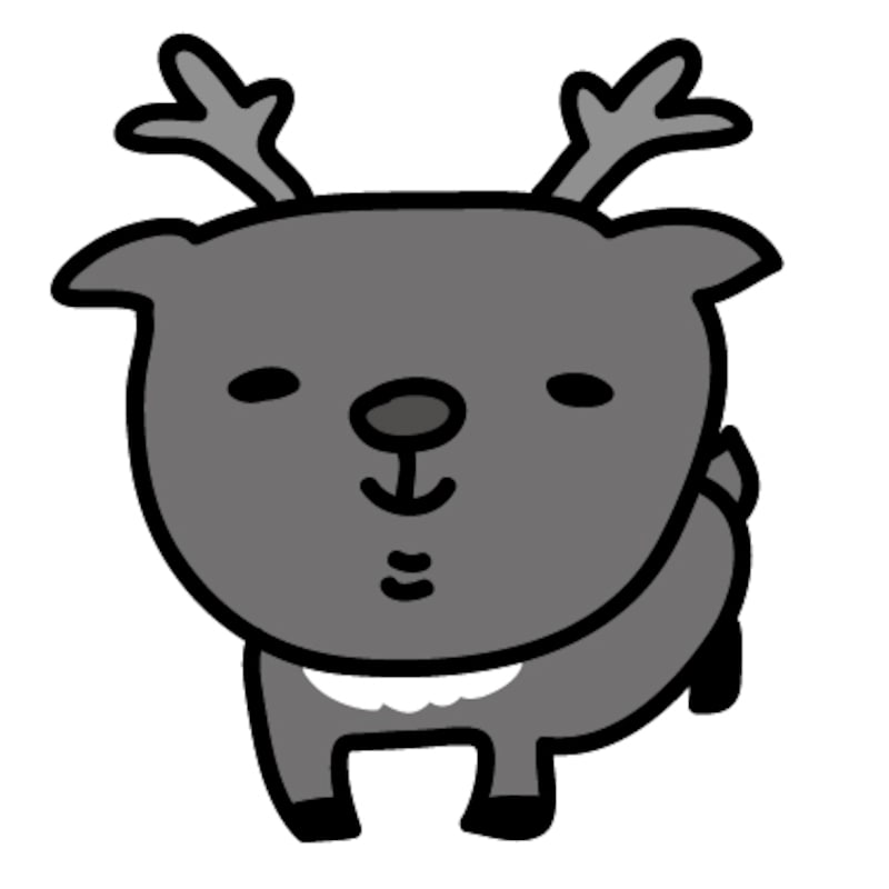 トナカイ　クリスマス　イラスト　白黒　かわいい