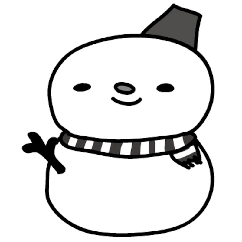雪だるま　クリスマス　イラスト　白黒　かわいい