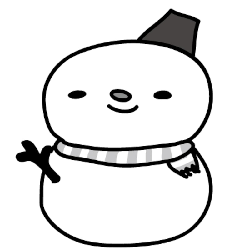 雪だるま　クリスマス　イラスト　白黒　かわいい