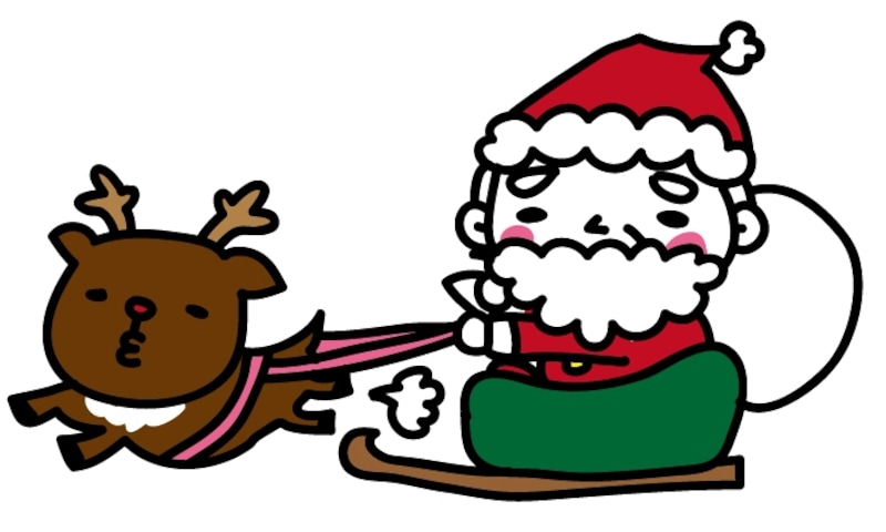 トナカイとサンタ　クリスマス　イラスト　カラー　かわいい