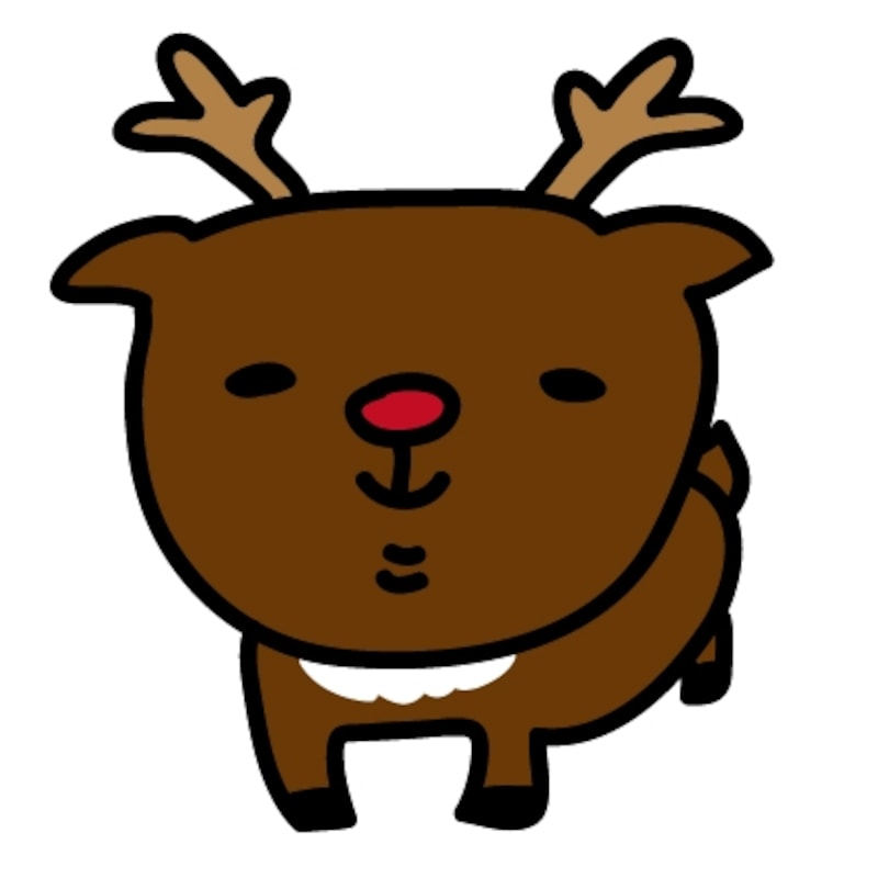 トナカイ　クリスマス　イラスト　カラー　かわいい