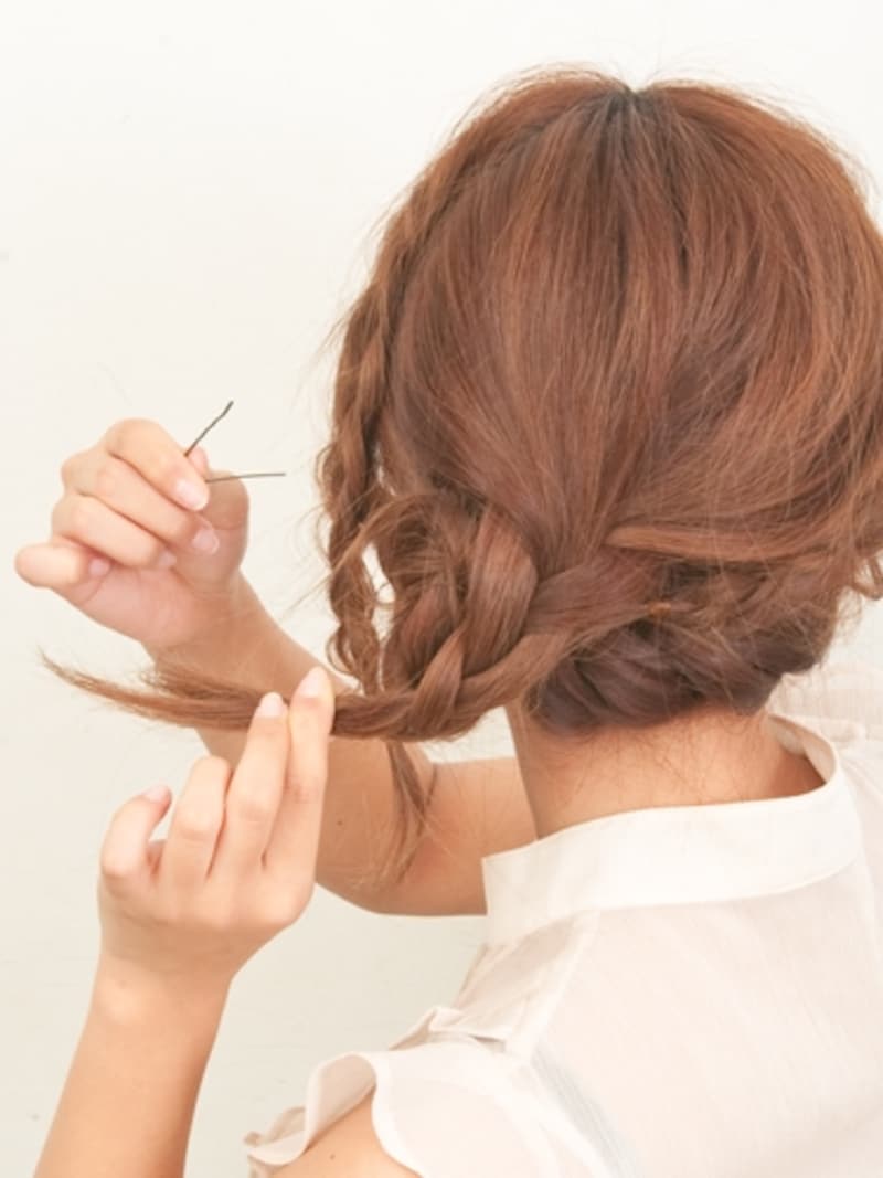 ふんわりおろしピンでとめる