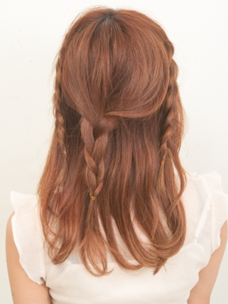 毛先まであみゴムで結ぶ