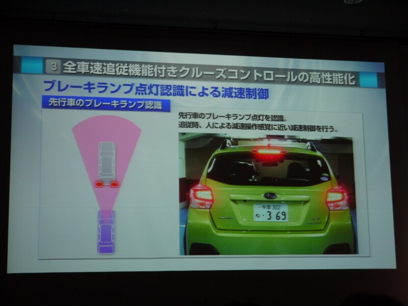 次世代アイサイト先行車ブレーキ認識