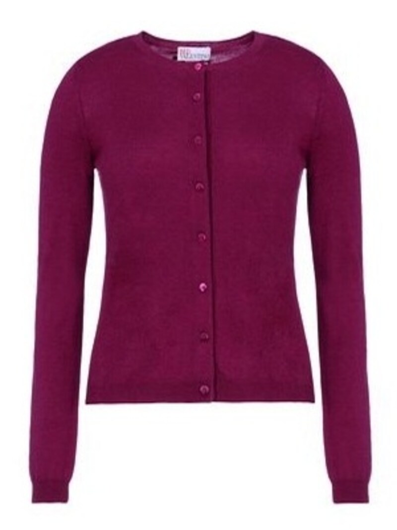 RED VALENTINO／Long sleeve cashmere-silk blend cardigan Garnet