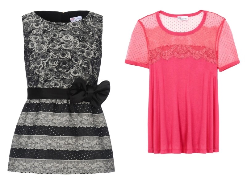 RED VALENTINO/TOP Black、RED VALENTINO/Short sleeve boxy-fit t-shirt Garnet