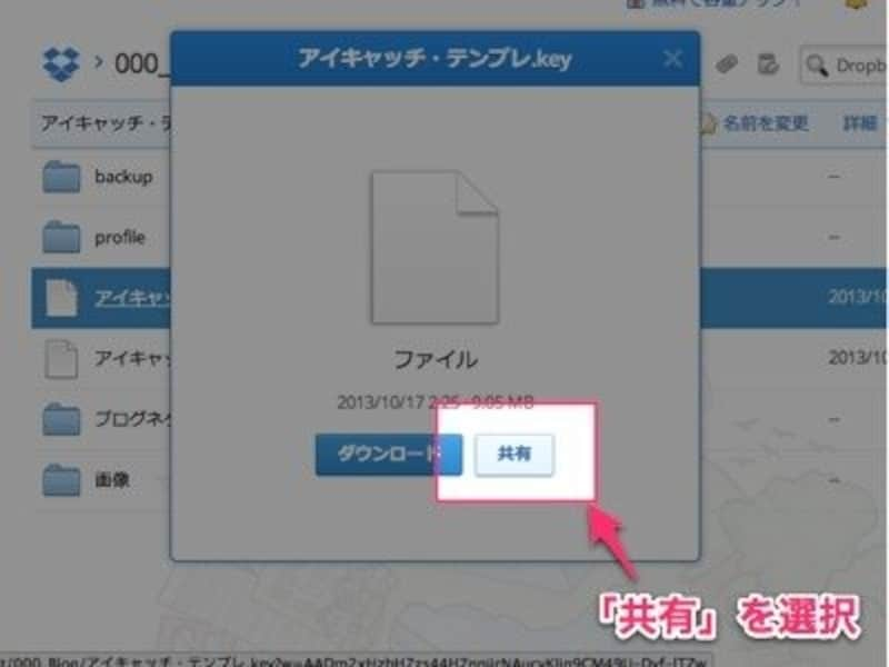 Dropbox-個別ファイルの共有方法（１）