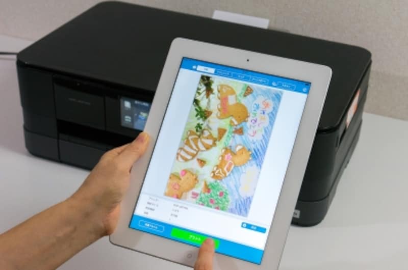 iPadでプリントを実行しているところです。