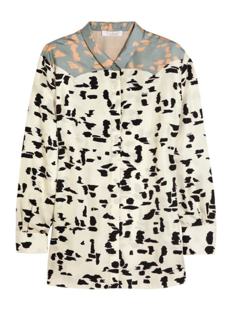 Chloe/Silk Twill Brushstroke Blouse