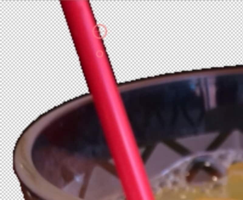 細かい部分は2本指を広げて拡大表示にして、ポイントを消したい部分に重ねて消していきます。