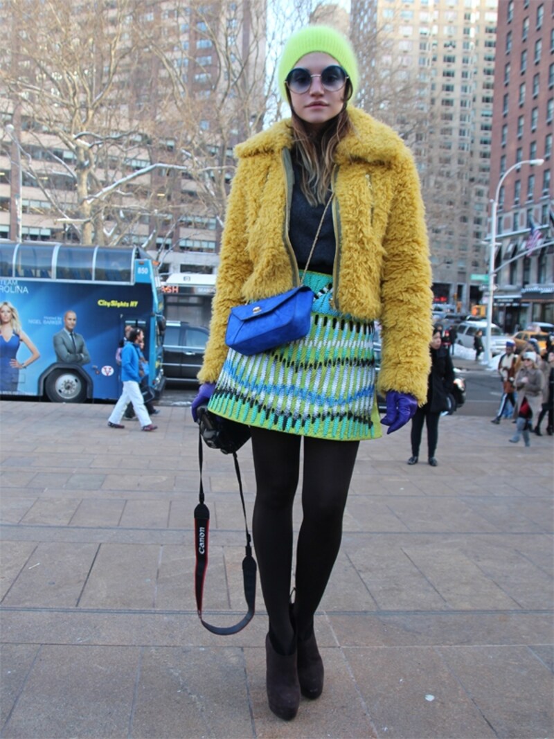 ファーコート＋ニット帽