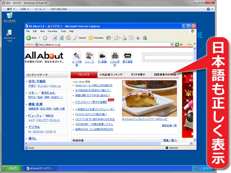 日本語サイトも正しく表示される