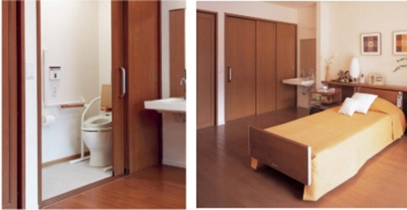 図１：介護対応には寝室に専用のトイレを付属させるのがベストだが、親世帯では日常用との兼用が多い
