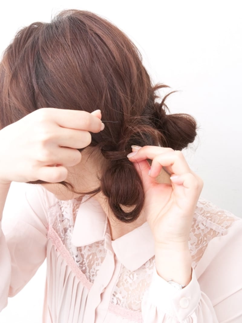 アメピンを下に向かって留める