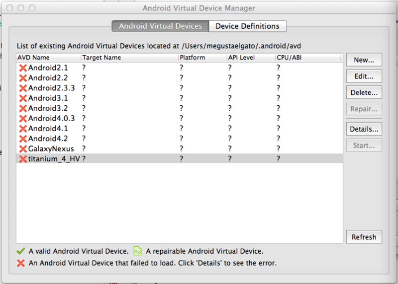 右のNewから新規にAVDを作成する