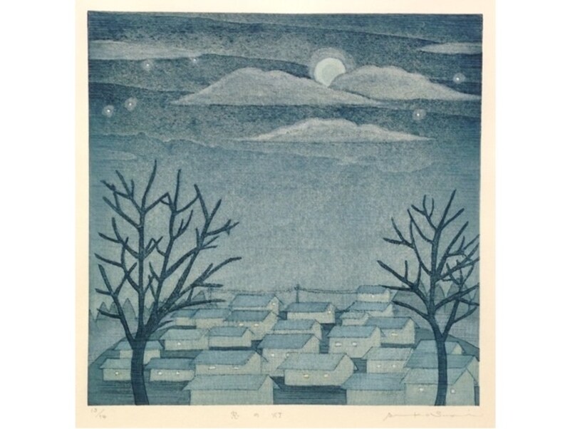 鈴木敦子《窓の灯》undefined木版画