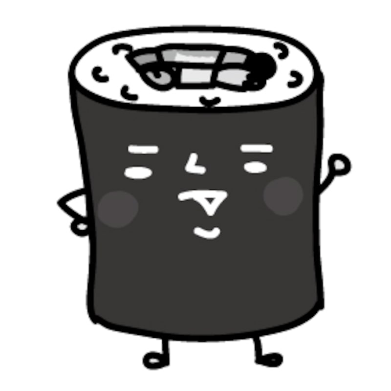 恵方巻　節分　イラスト　白黒　かわいい