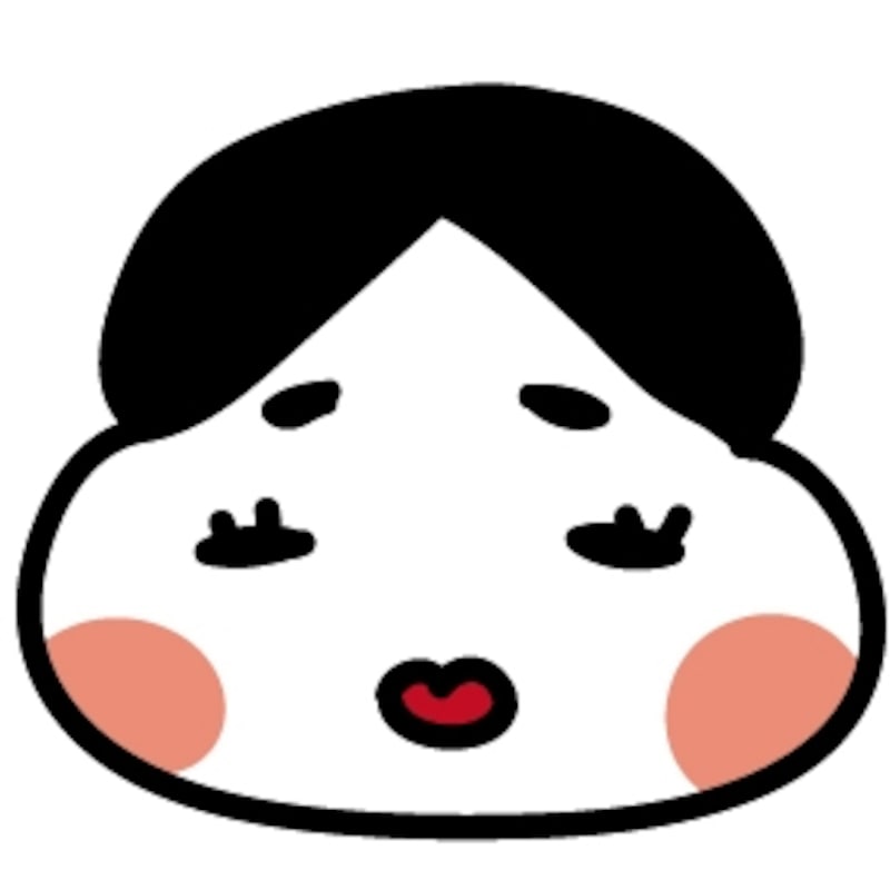 お多福さん　お面　節分　イラスト　カラー　かわいい