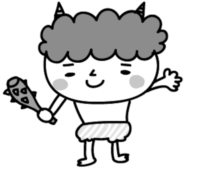 鬼　節分　イラスト　白黒　かわいい