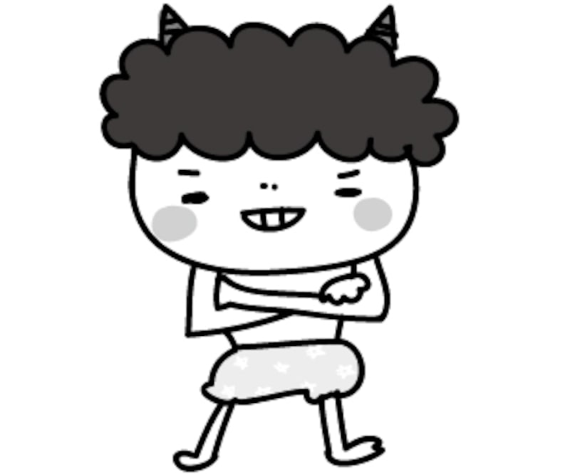 鬼　節分　イラスト　白黒　かわいい