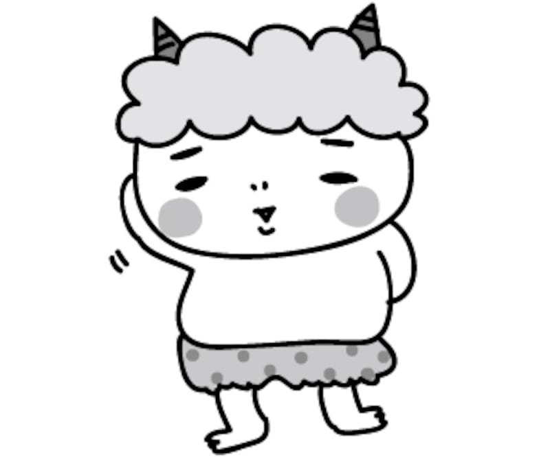 鬼　節分　イラスト　白黒　かわいい