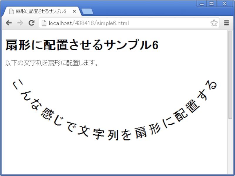 上方向に広がる逆アーチ状(逆向きの扇形)にも配置できる