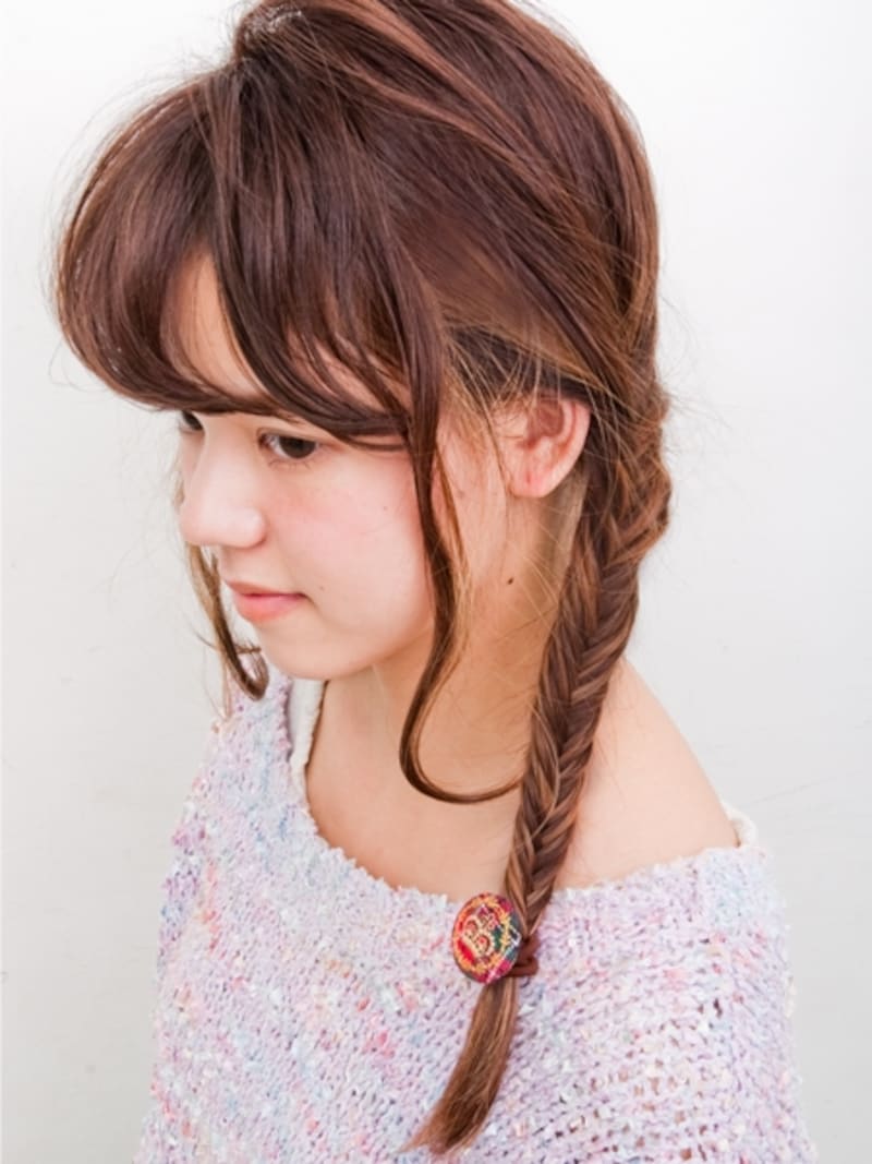 毛束の5分の1で編んだフィッシュボーン