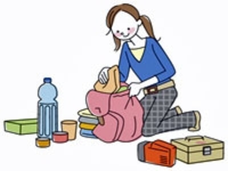 すぐに持ち出すための「非常用袋」は玄関に、「備蓄」は他の場所に。
