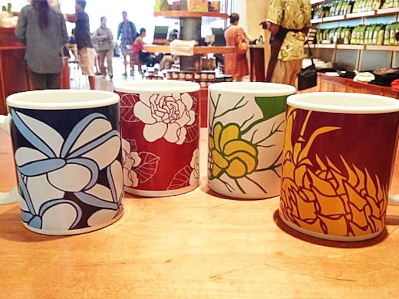ハワイの花々が描かれたシグ・ゼーンとのコラボマグカップ