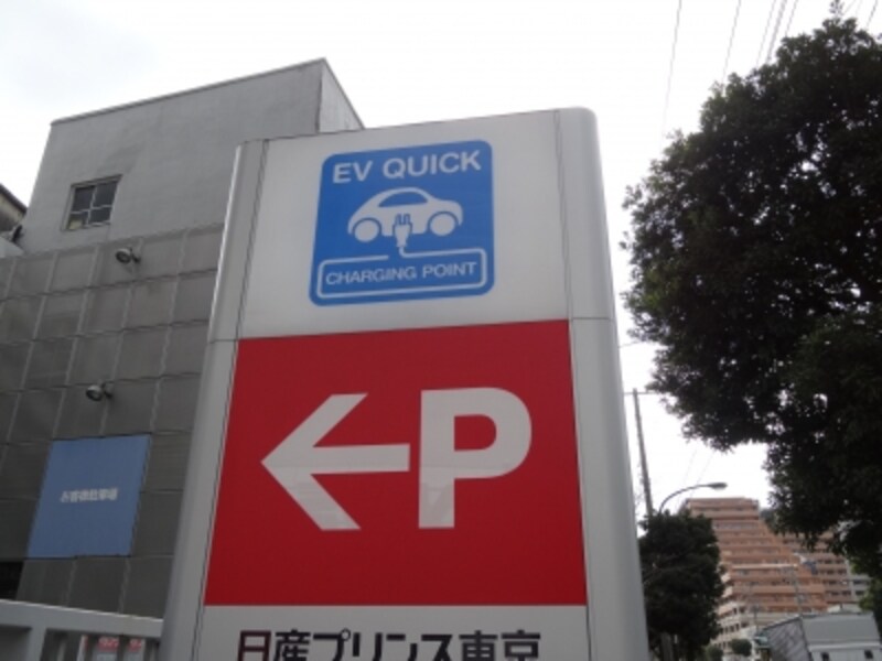 今まで気付かなかったけど…充電スタンドのこんな看板があったんですね。