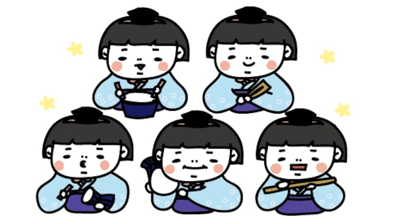 ５人ばやし　ひな祭り　イラスト　カラー　かわいい