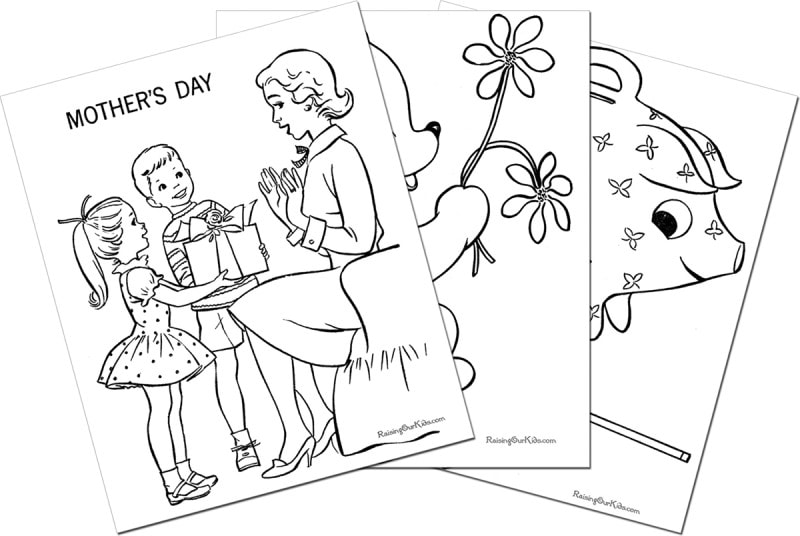 母の日　塗り絵・ぬりえ　RAISING OUR KIDS