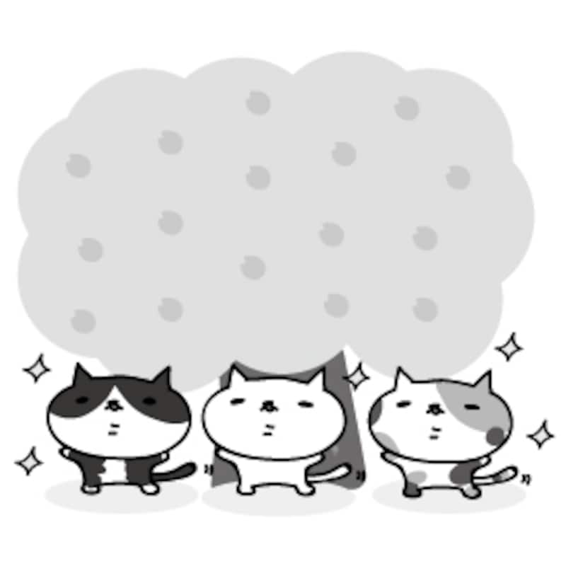 お花見 イラスト 桜 白黒 かわいい