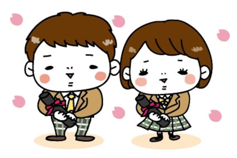 【カラー】ブレザー制服の学生カップルです。