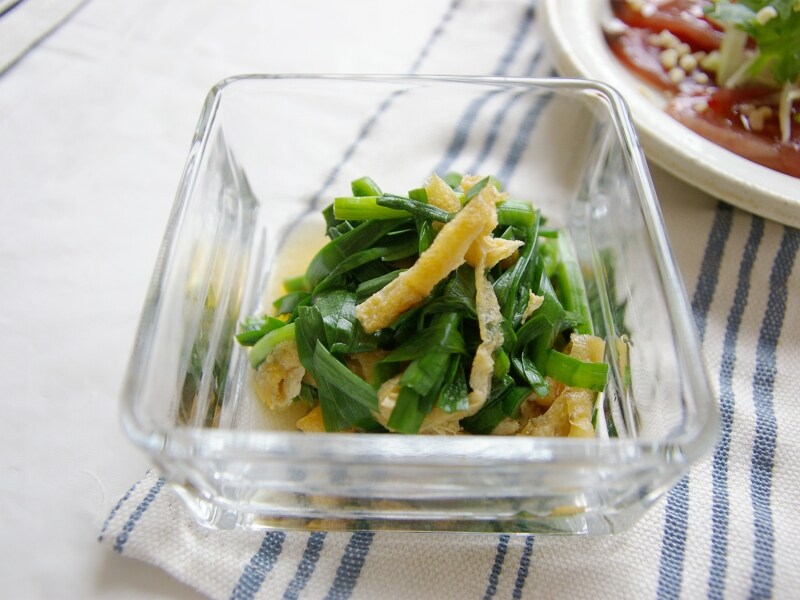 ニラと油揚げの酢醤油和え